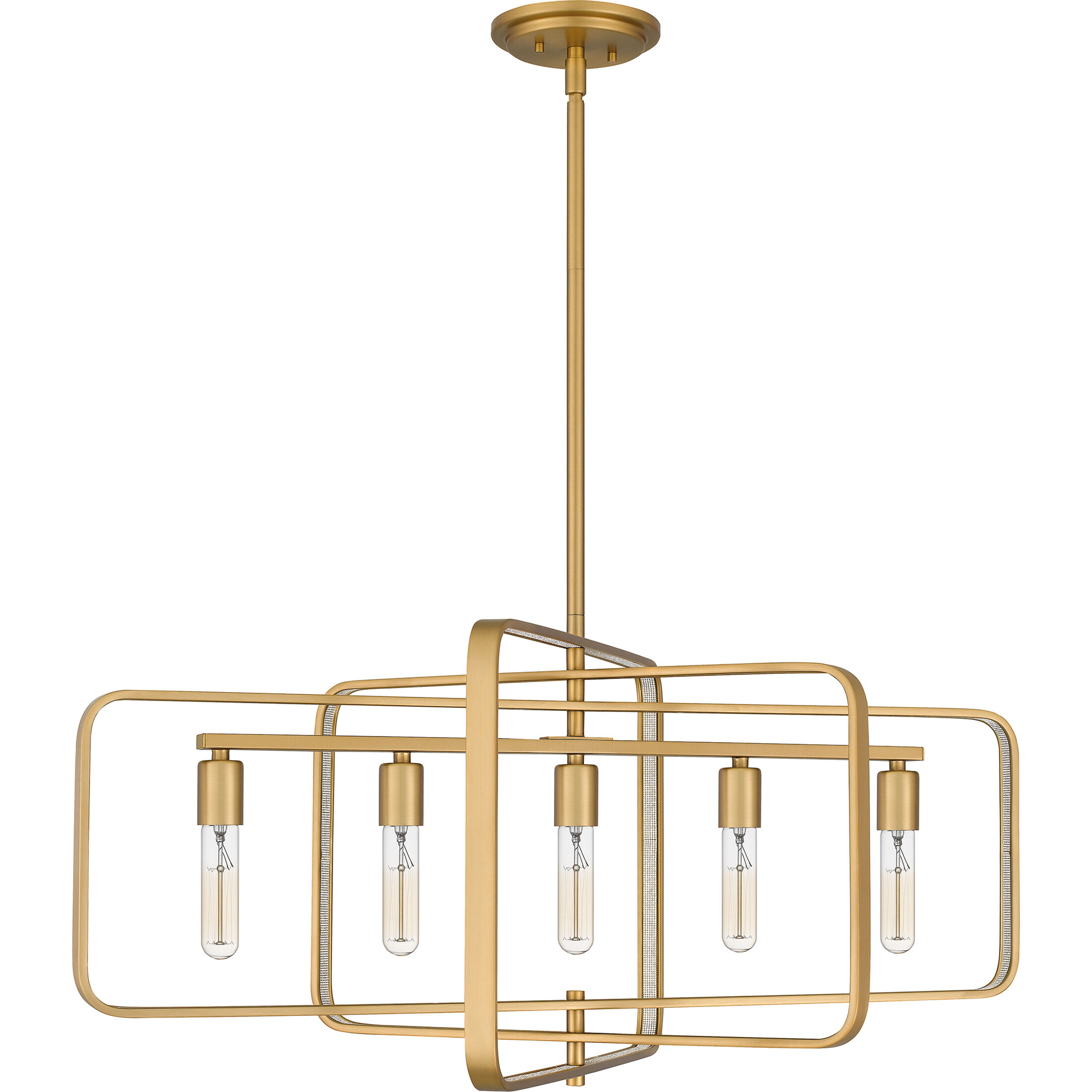 Dupree 5 Light 34 inch Brushed Weathered Brass Island Light Ceiling Light