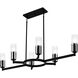 Cruz 6 Light 48 inch Matte Black Linear Chandelier Ceiling Light, Large