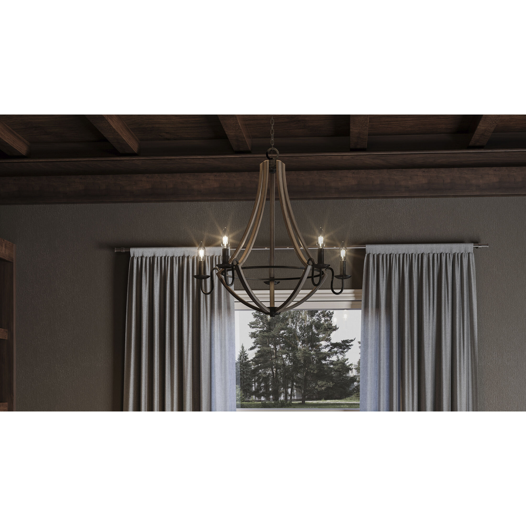 Shire 5 Light 27 inch Rustic Black Chandelier Ceiling Light