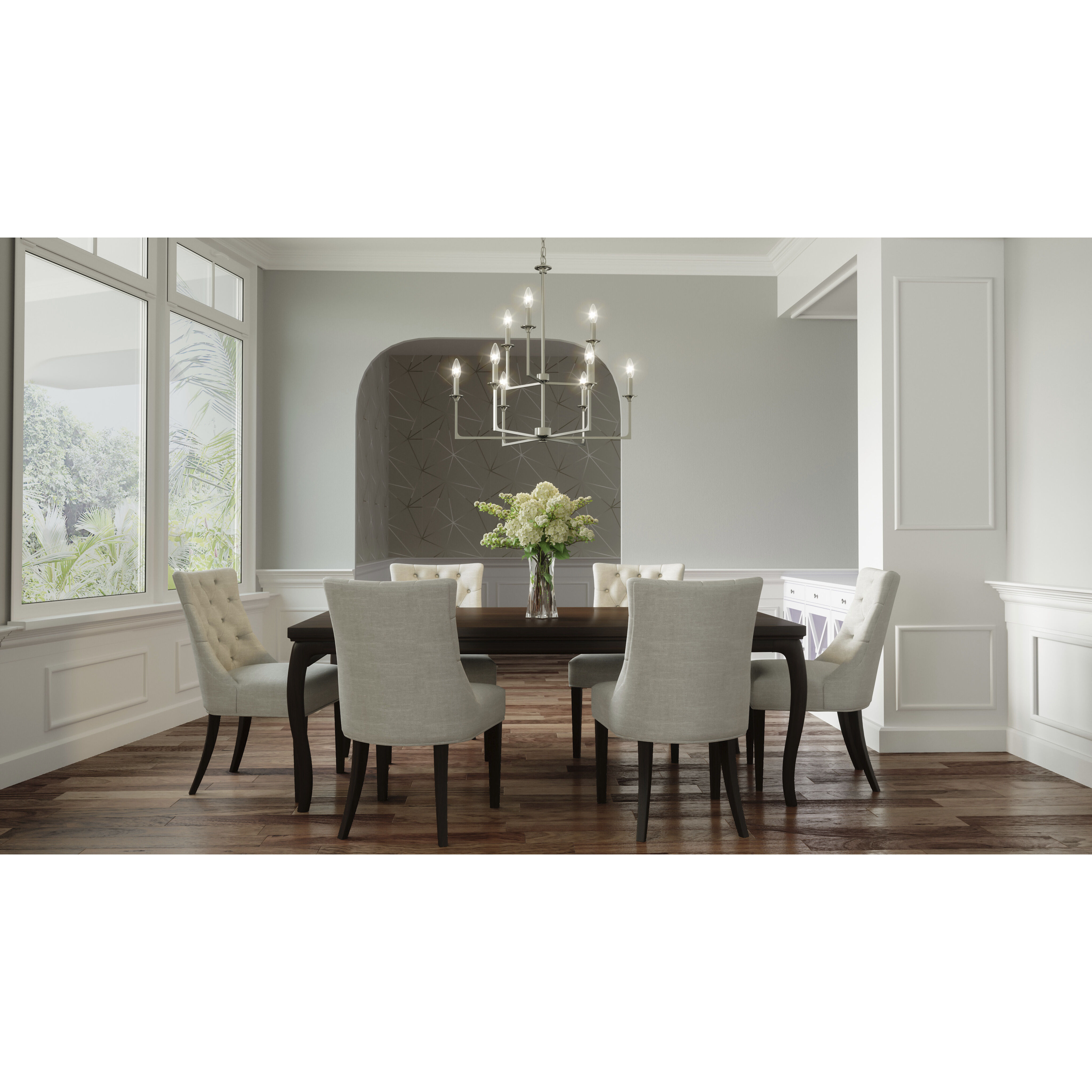 Prescott 9 Light 32 inch Brushed Nickel Chandelier Ceiling Light