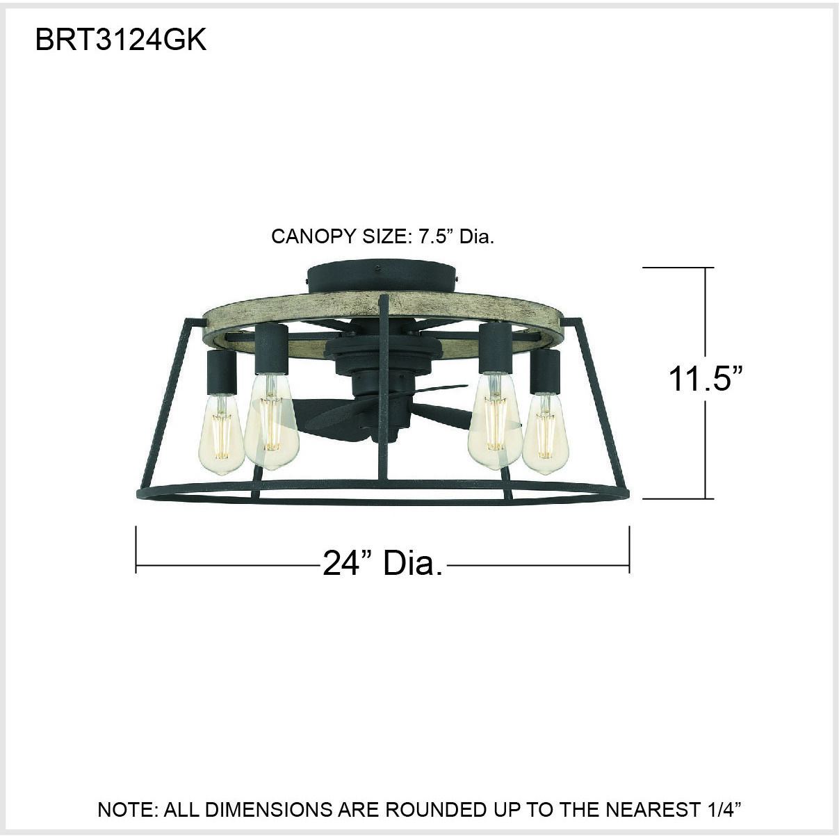 Brockton 24 inch Grey Ash Fandelier
