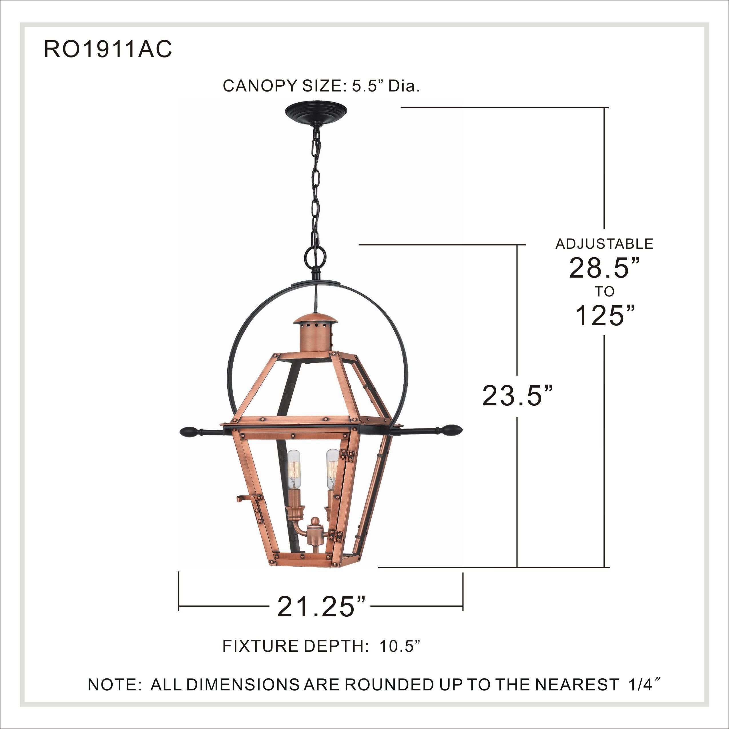 Rue De Royal 2 Light 21 inch Aged Copper Outdoor Hanging Lantern