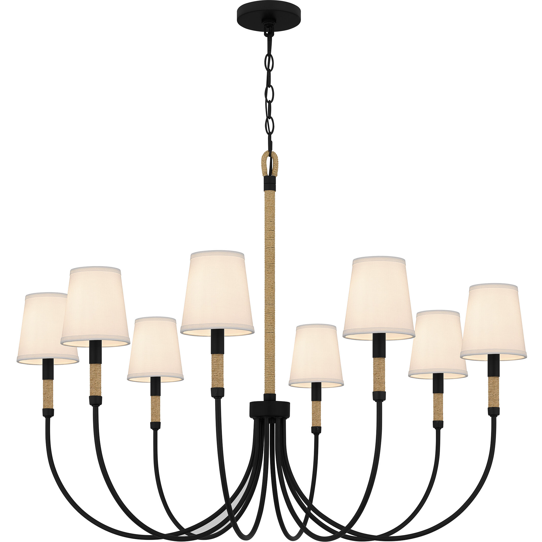 Bayside 8 Light 39 inch Matte Black Chandelier Ceiling Light