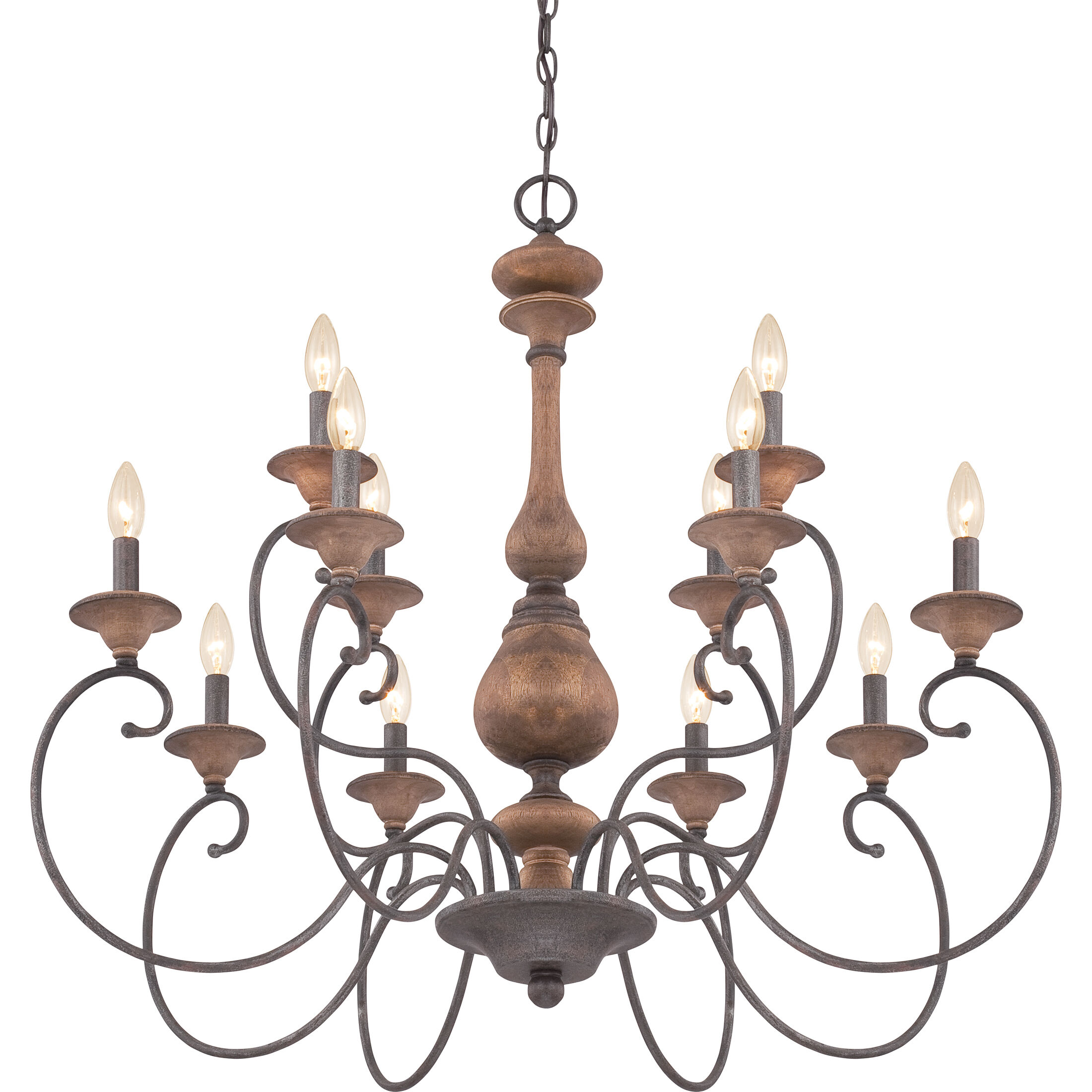 Auburn 12 Light 36 inch Rustic Black Foyer Chandelier Ceiling Light