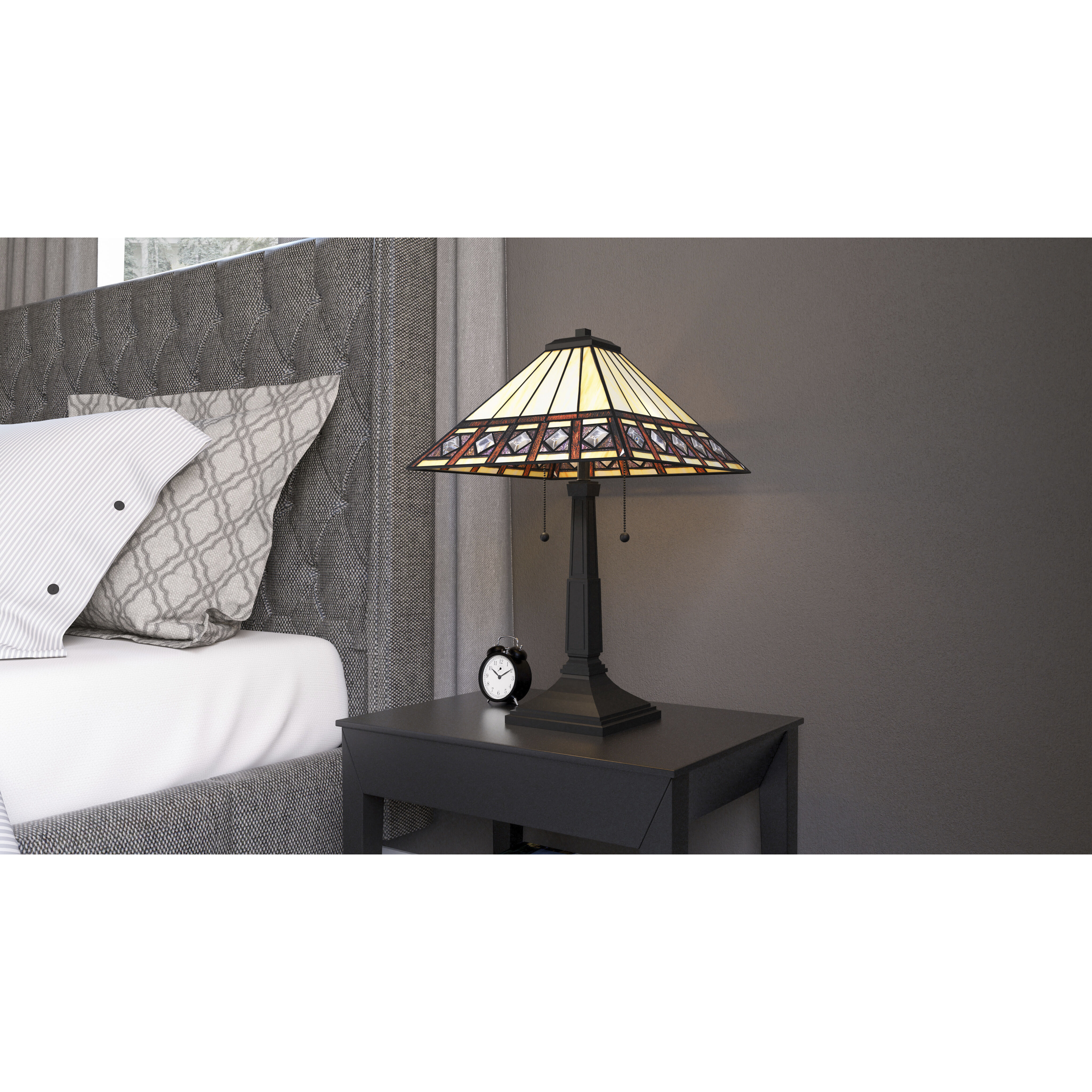 Chardonnay 23 inch 75.00 watt Matte Black Table Lamp Portable Light, Tiffany