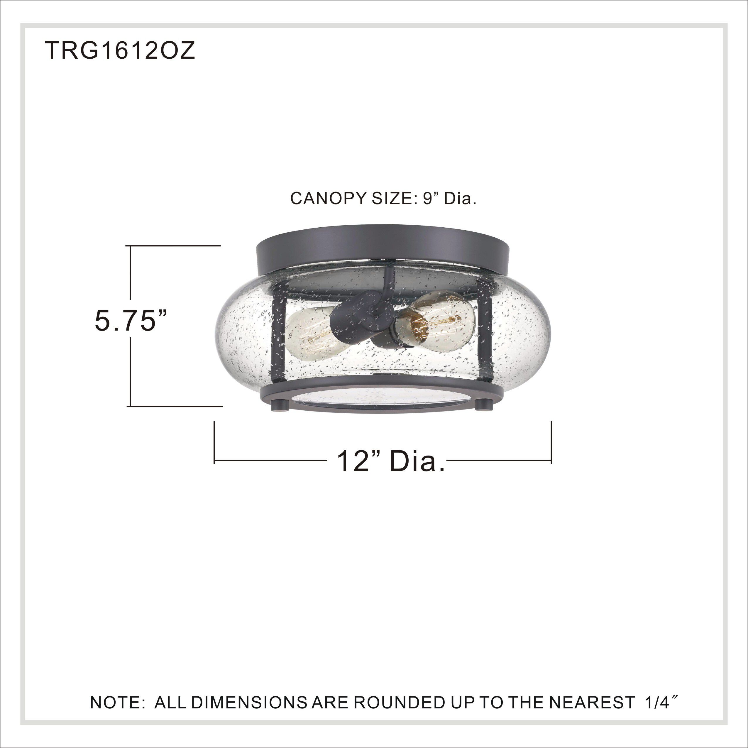 Trilogy 2 Light 12 inch Old Bronze Flush Mount Ceiling Light