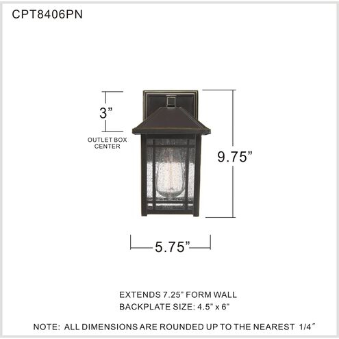 Cedar Point 1 Light 10 inch Palladian Bronze Outdoor Wall Lantern