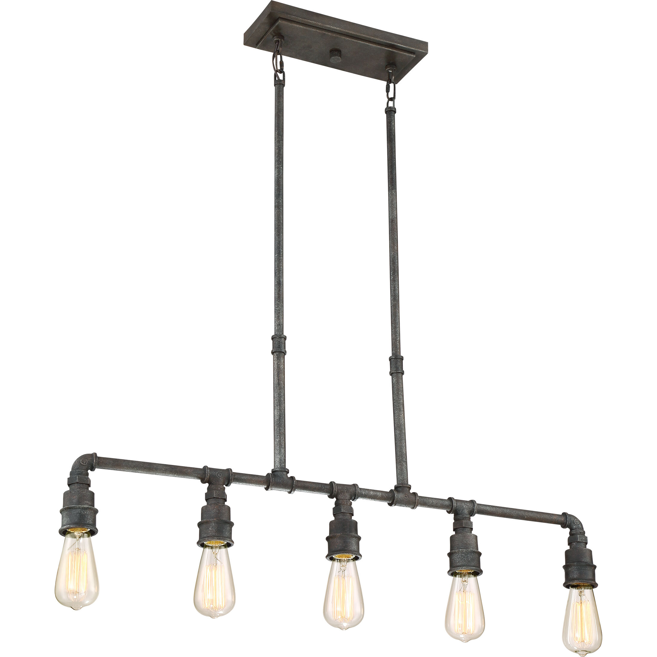 Squire 5 Light 38 inch Rustic Black Island Chandelier Ceiling Light