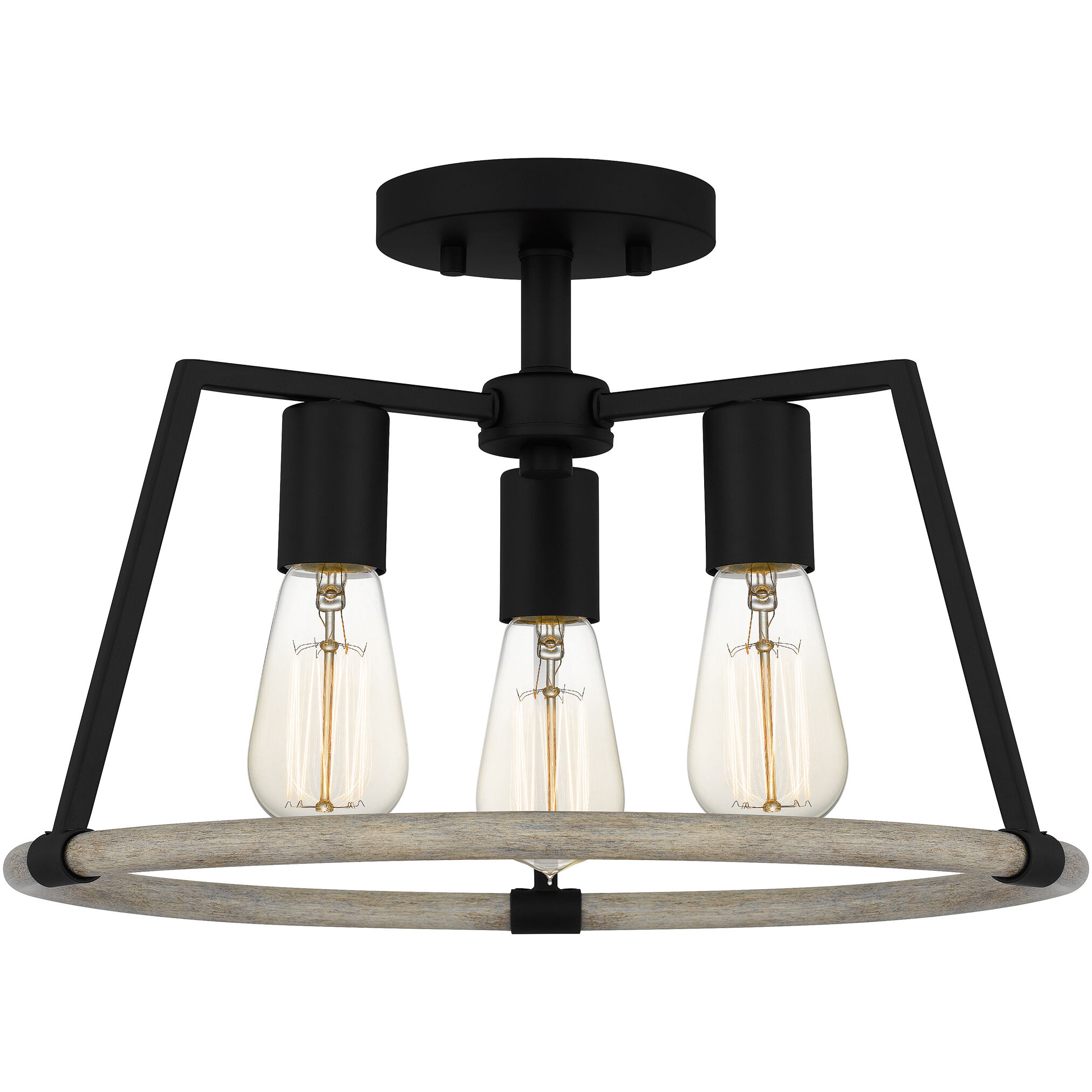 Tippet 3 Light 16 inch Matte Black Semi-Flush Mount Ceiling Light