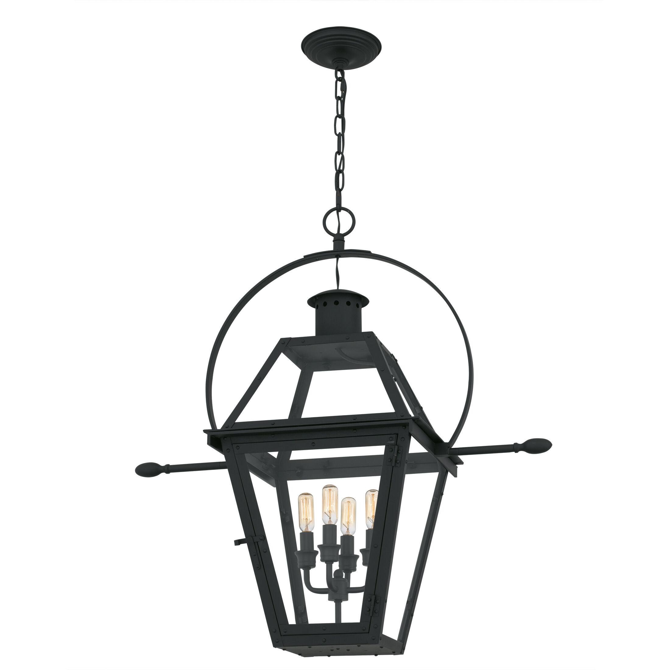 Rue De Royal 4 Light 27.5 inch Earth Black Outdoor Hanging Lantern, Extra Large