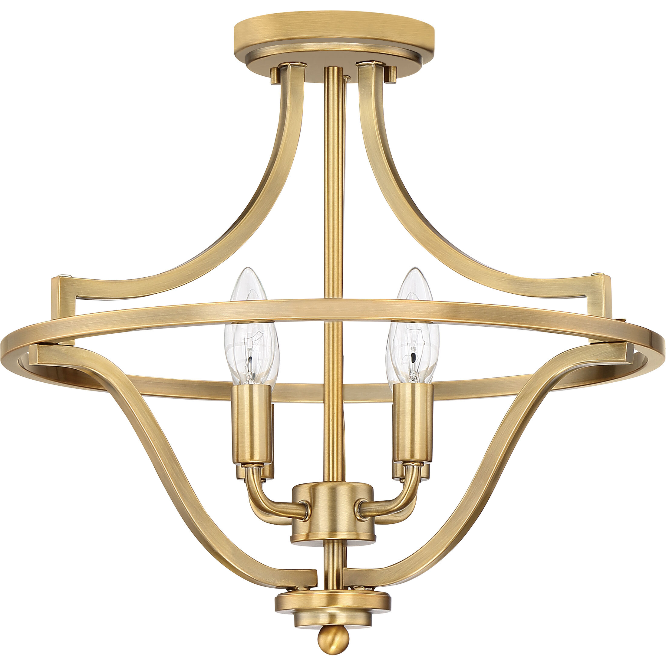 Harvel 4 Light 16 inch Weathered Brass Semi-Flush Mount Ceiling Light