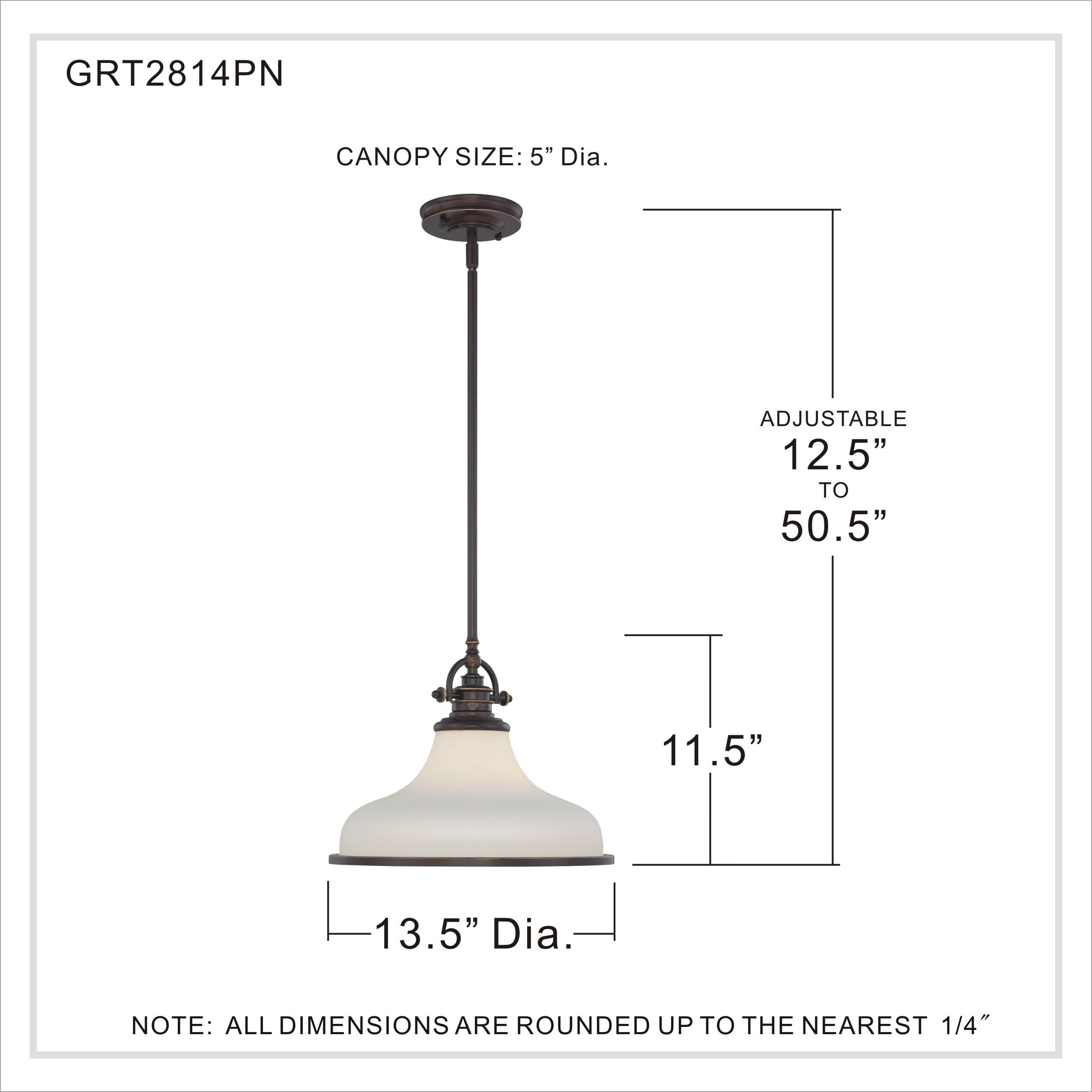 Grant 1 Light 13.5 inch Palladian Bronze Pendant Ceiling Light in Opal Etched Glass