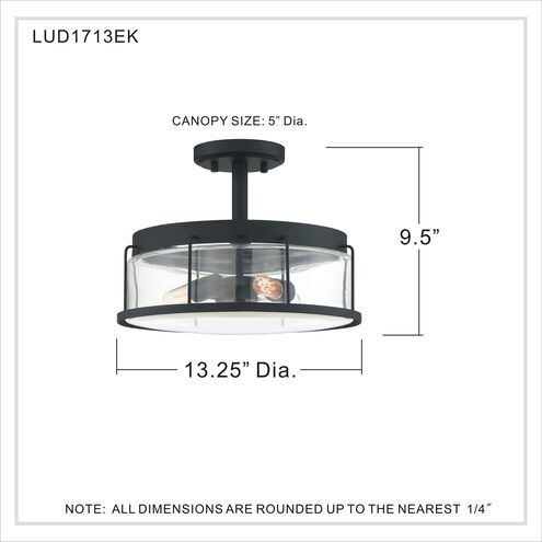 Ludlow 3 Light 13 inch Earth Black Semi-Flush Mount Ceiling Light 