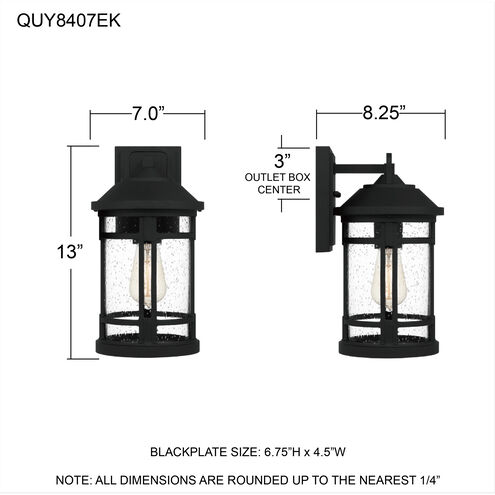 Quincy 1 Light 13 inch Earth Black Outdoor Wall Lantern, Medium