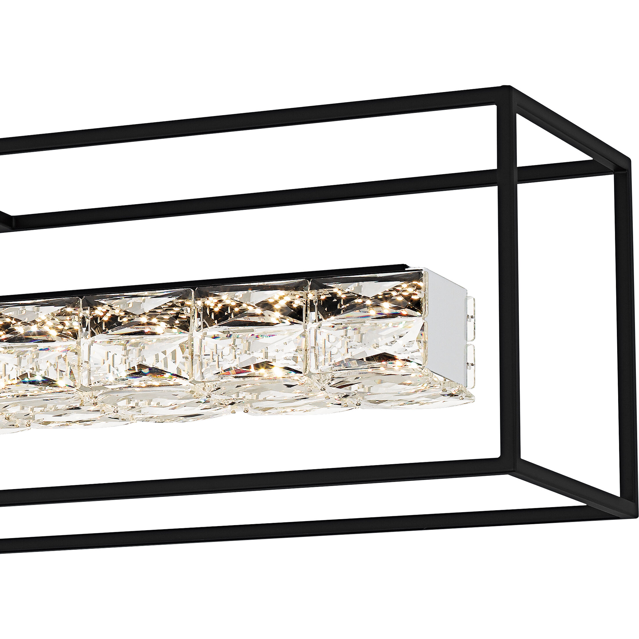 Dazzle LED 48 inch Matte Black Linear Chandelier Ceiling Light, Large