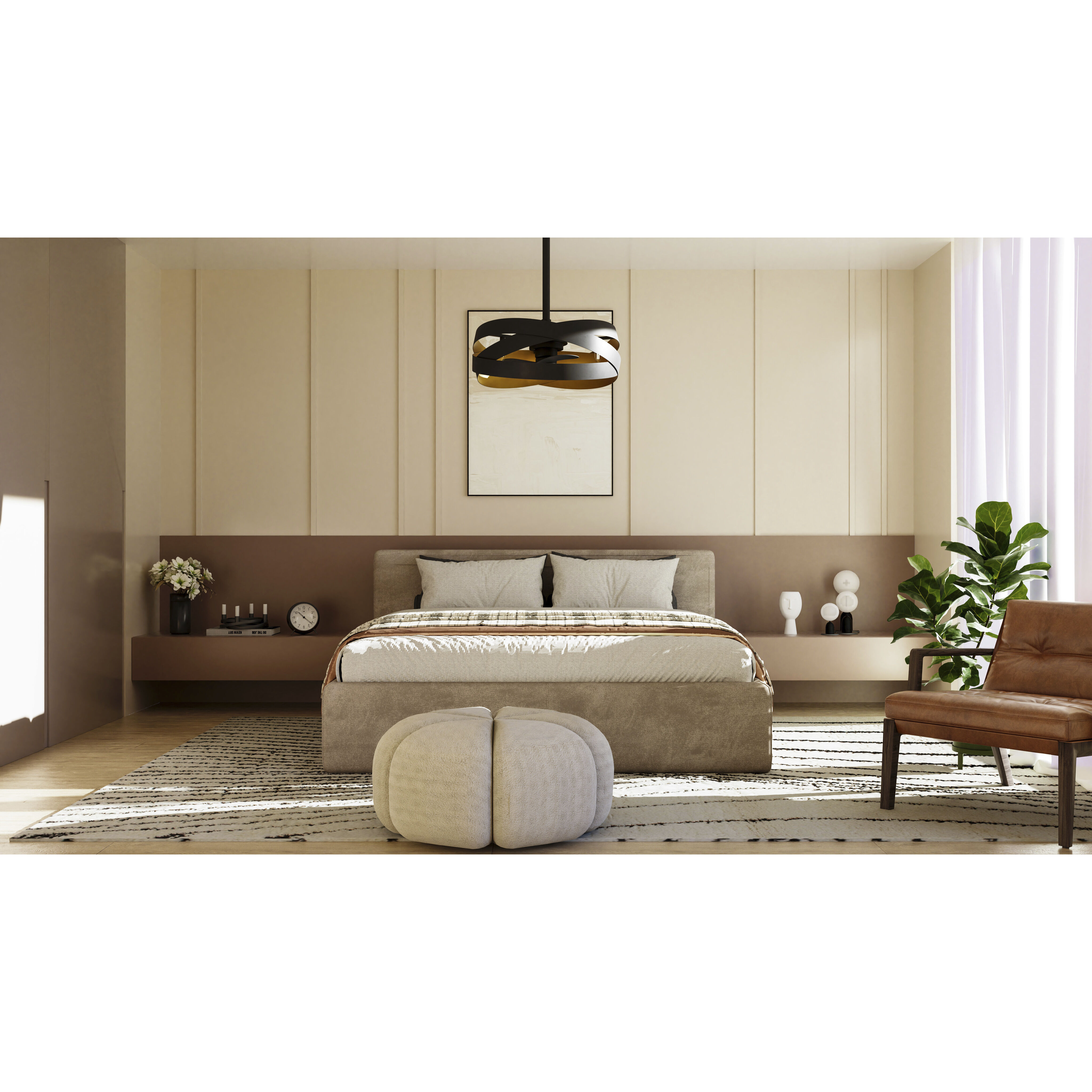 Zito 20 inch Matte Black with Black Matte Blades Fandelier