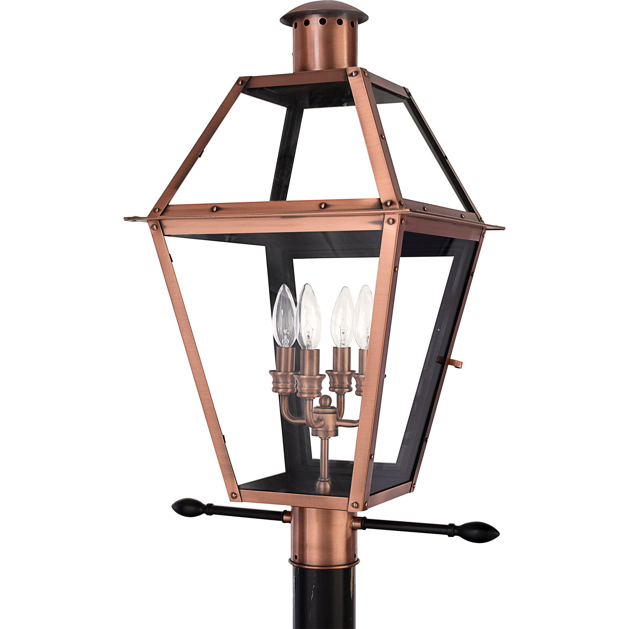 Rue De Royal 4 Light 26 inch Aged Copper Outdoor Post Lantern