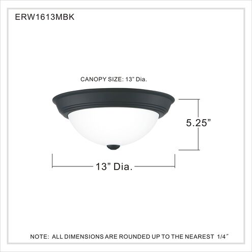 Erwin 2 Light 13 inch Matte Black Flush Mount Ceiling Light