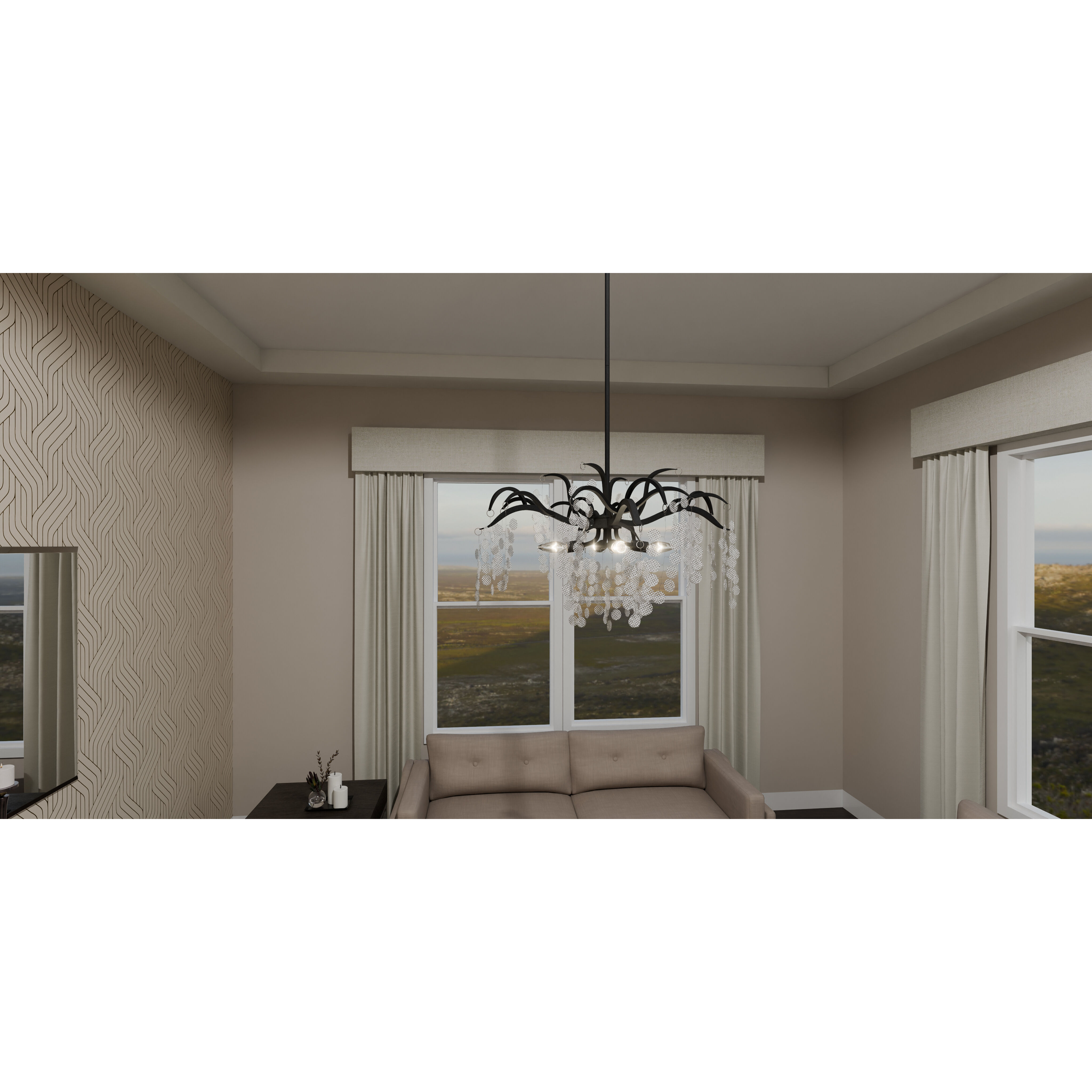 Maple 6 Light 29 inch Earth Black Chandelier Ceiling Light