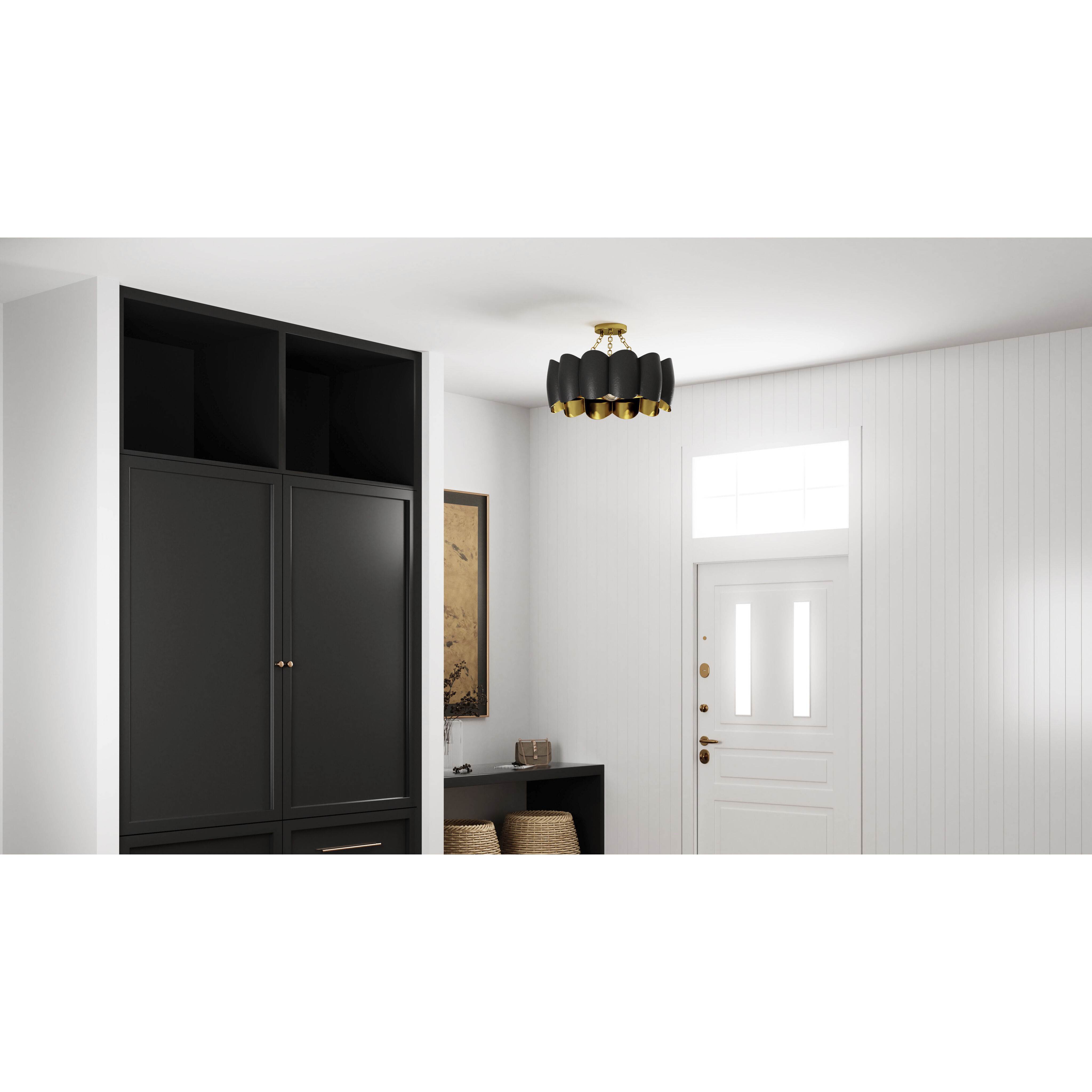 Santana 4 Light 19.25 inch Matte Black Semi-Flush Mount Ceiling Light, Large