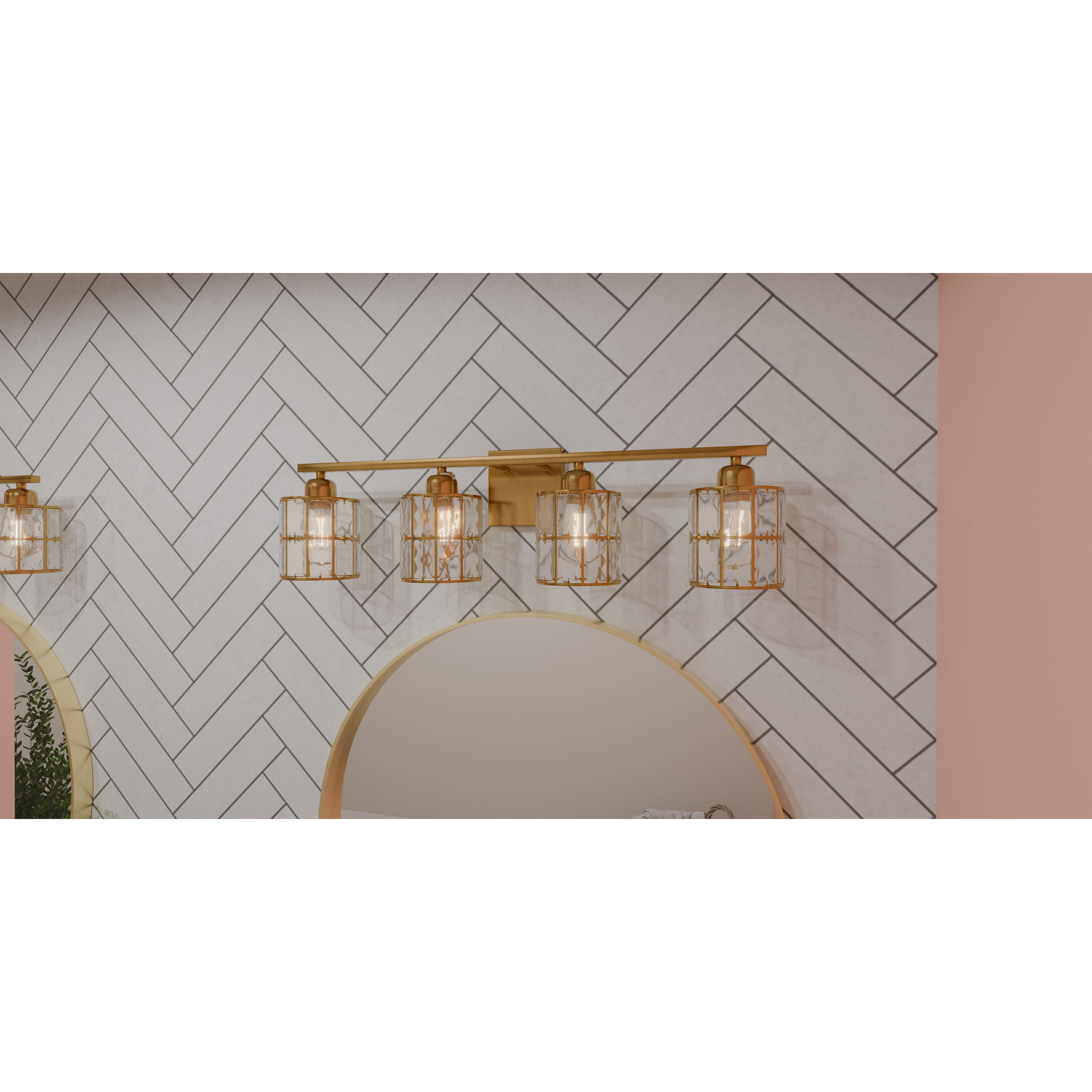 Gibson 4 Light 29.5 inch Aged Brass Bath Light Wall Light, Extra Large