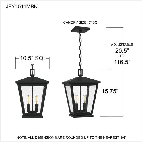 Joffrey 2 Light 10.5 inch Matte Black Mini Pendant Ceiling Light, Small