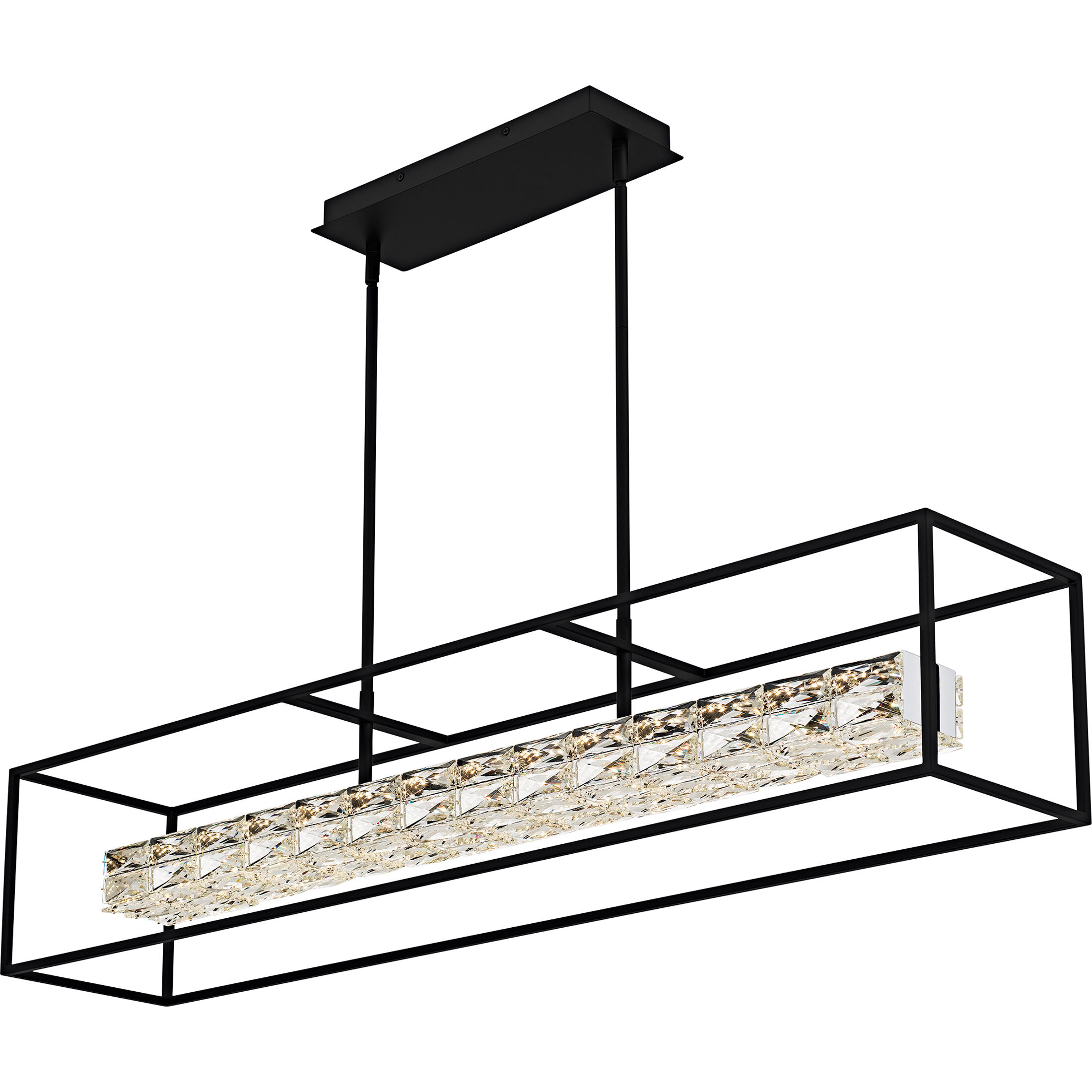 Dazzle LED 48 inch Matte Black Linear Chandelier Ceiling Light, Large