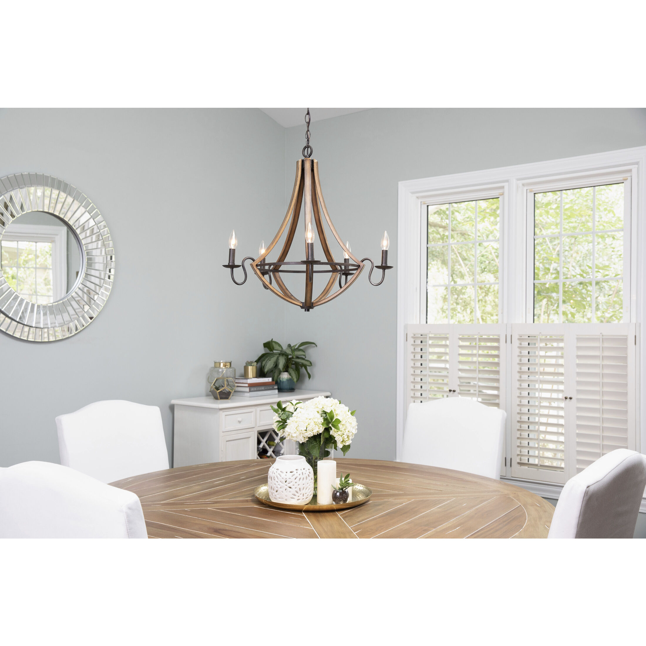 Shire 5 Light 27 inch Rustic Black Chandelier Ceiling Light