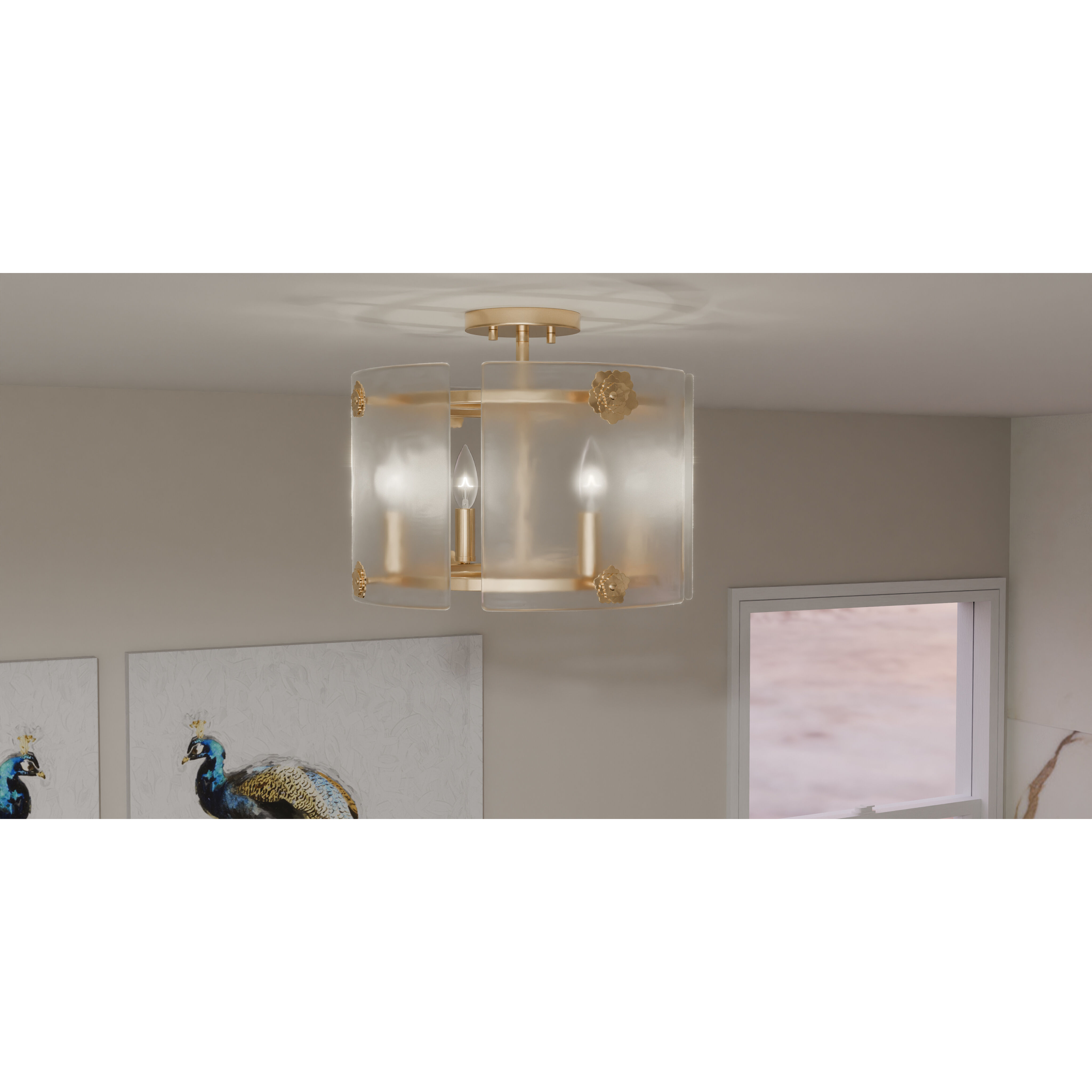 Jolie 4 Light 15.75 inch Light Gold Semi-Flush Mount Ceiling Light, Medium