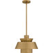 Lumi 1 Light 14 inch Brushed Weathered Brass Pendant Ceiling Light