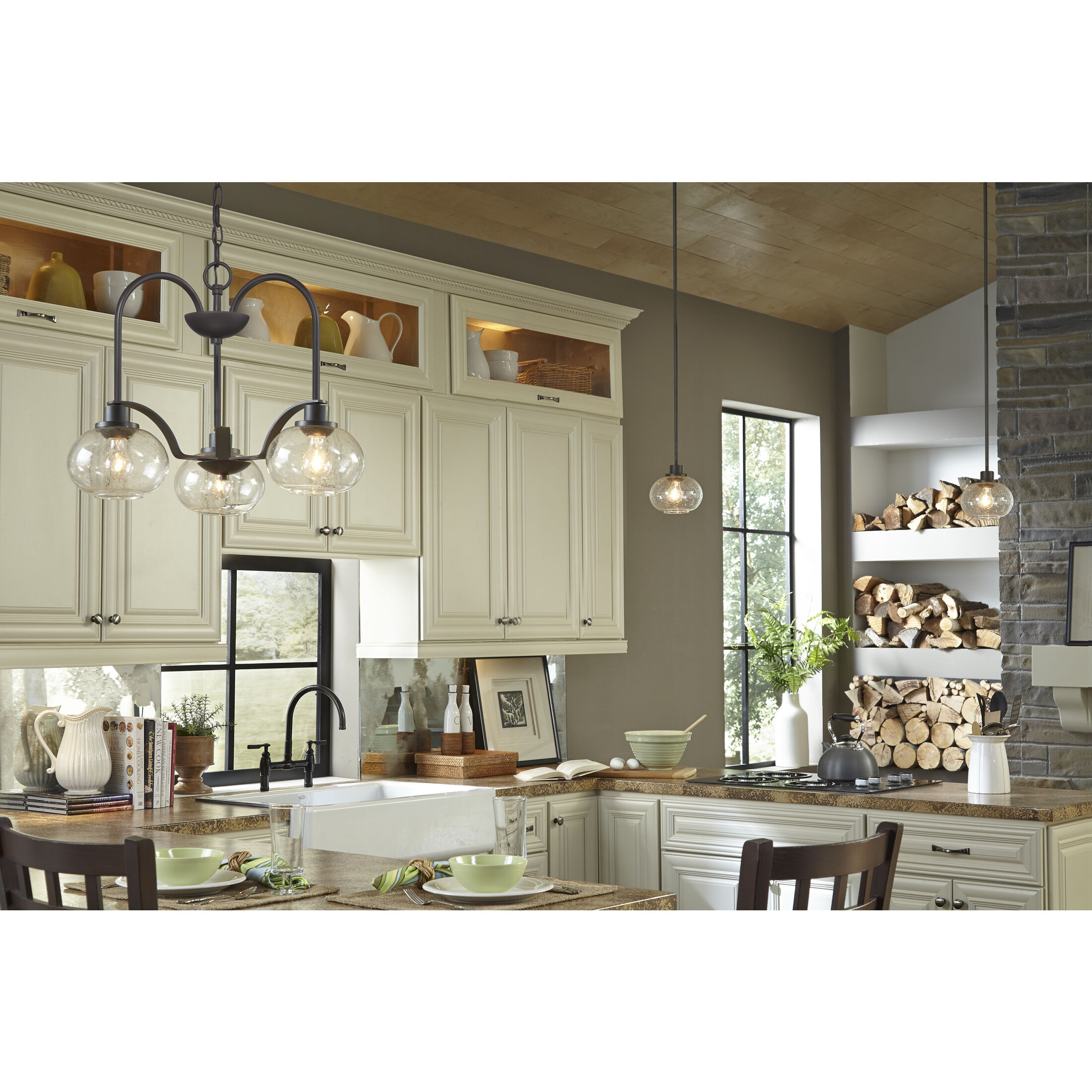 Trilogy 3 Light 22 inch Old Bronze Dinette Chandelier Ceiling Light