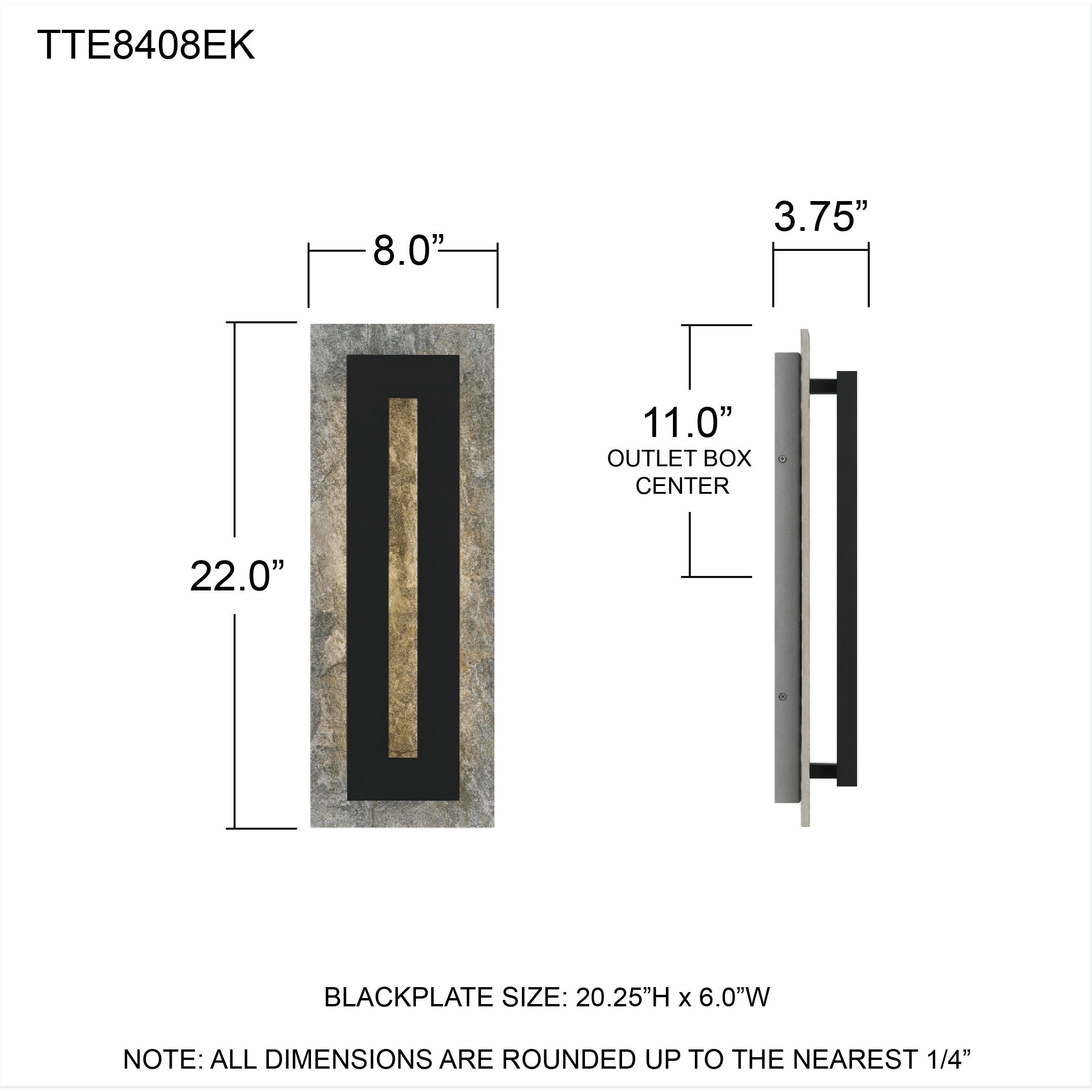 Tate LED 22 inch Earth Black Outdoor Wall Lantern, Large