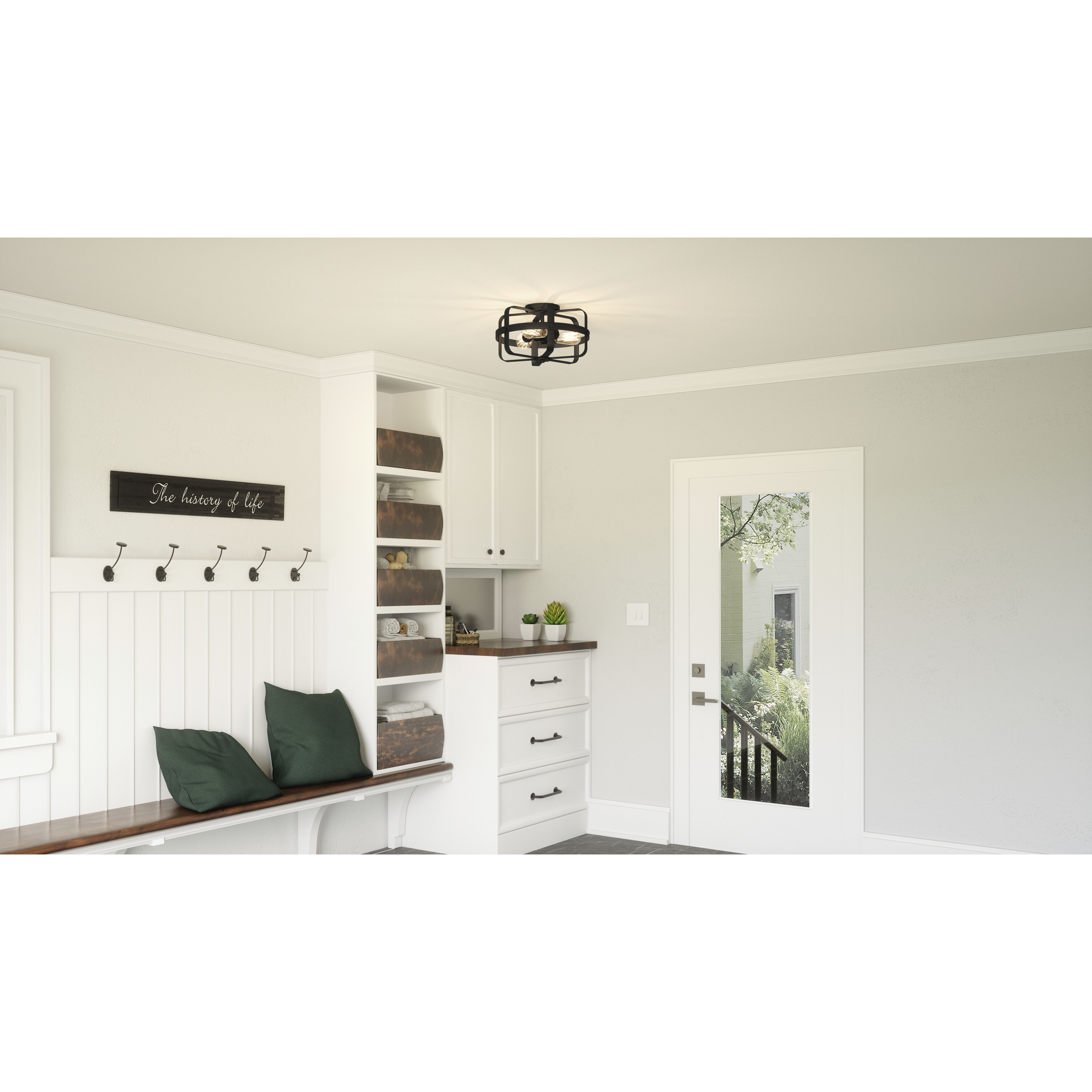 Manzel 3 Light 14 inch Matte Black Flush Mount Ceiling Light