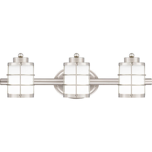 Hazlett 3 Light 23 inch Brushed Nickel Bath Light Wall Light