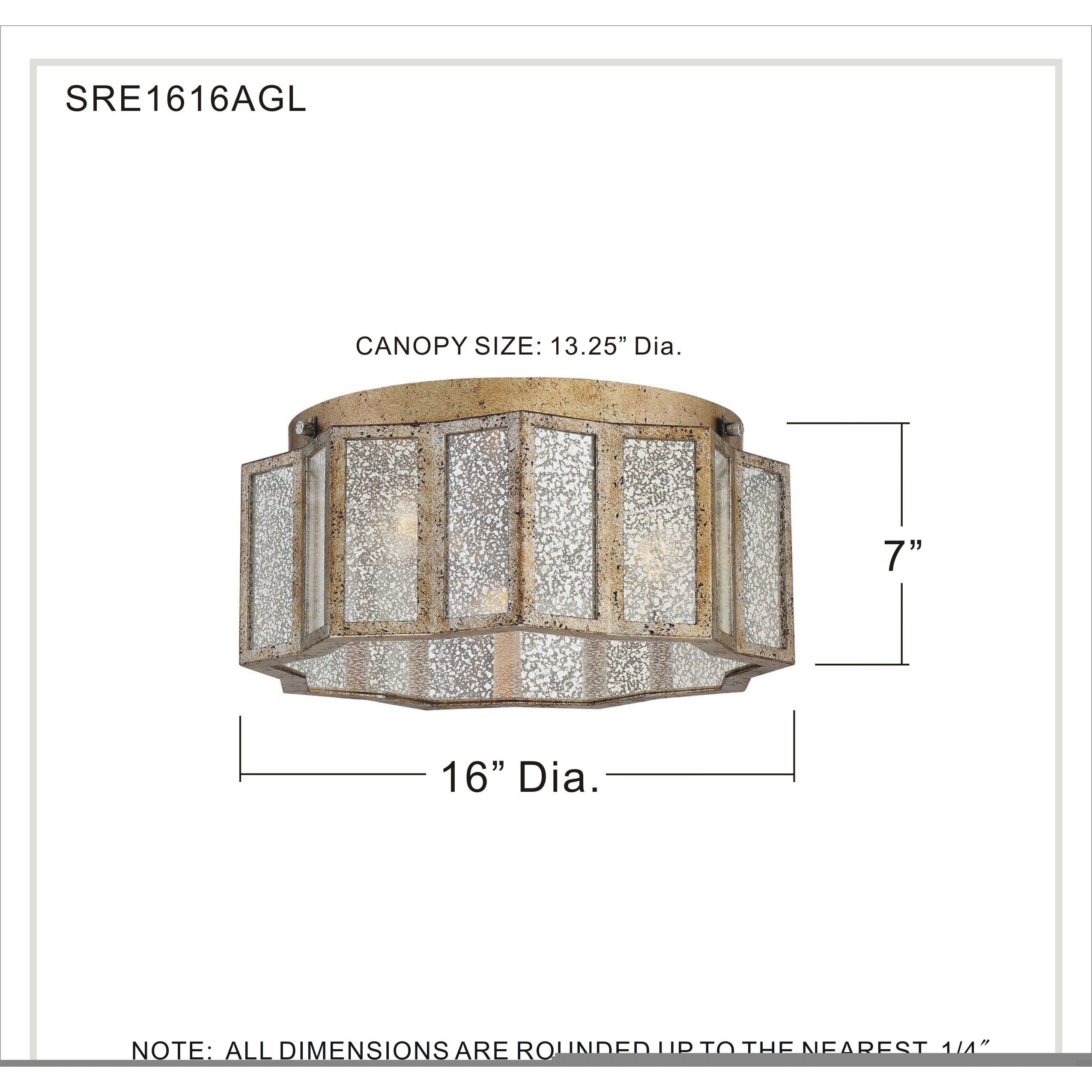 Shrine 3 Light 16 inch Aged Gold Flush Mount Ceiling Light