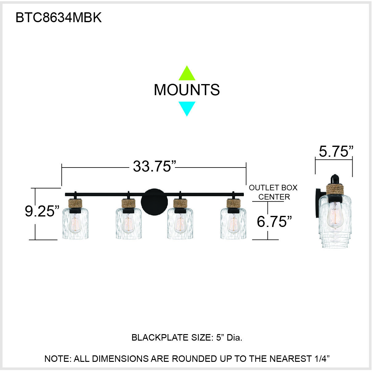 Baltic 4 Light 34 inch Matte Black Bath Light Wall Light