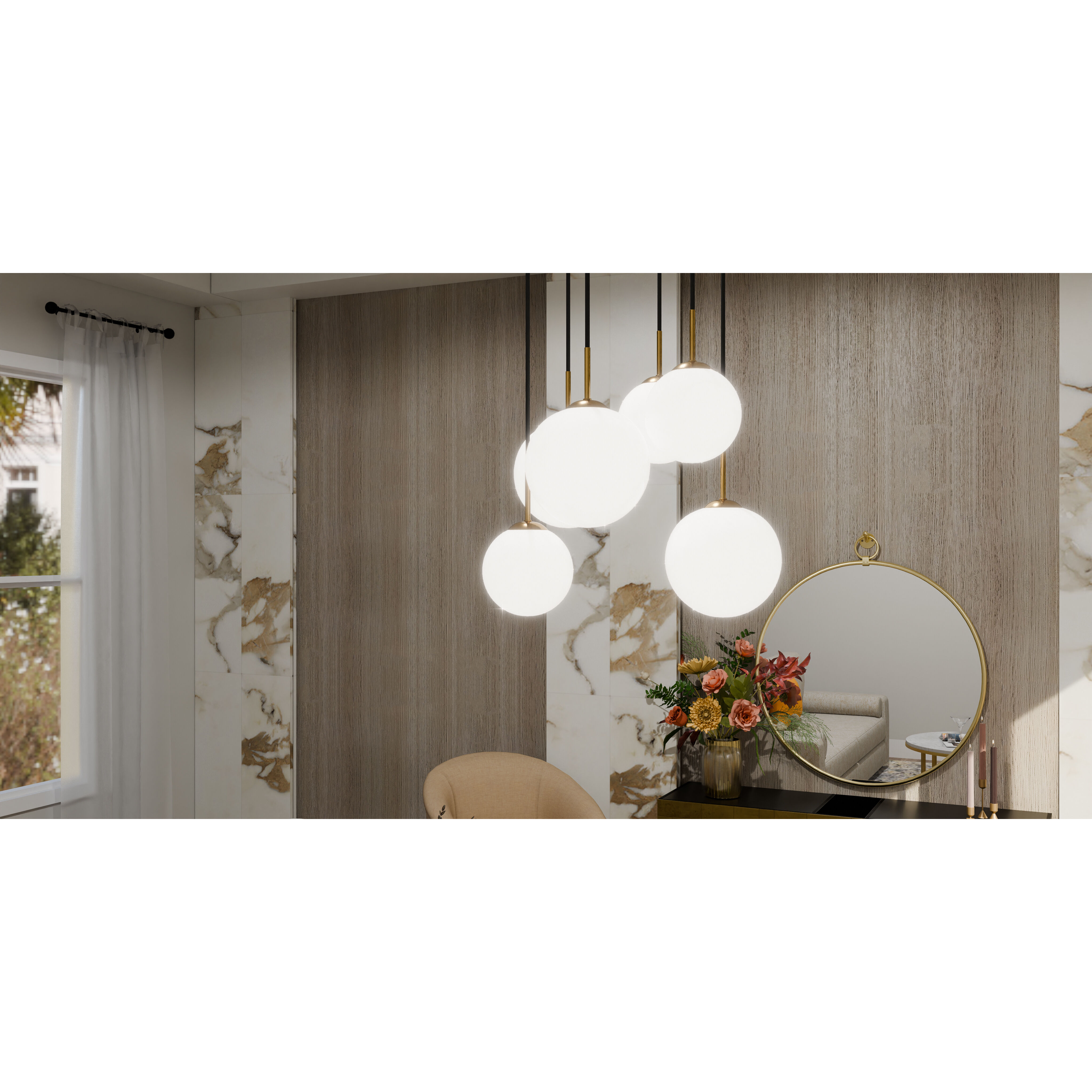 Wonderstruck 6 Light 20.75 inch Aged Brass Semi-Flush Mount Ceiling Light, Pendant