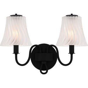 McKinney 2 Light 15.5 inch Matte Black Bath Light Wall Light, Medium