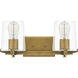 Perry 2 Light 16 inch Weathered Brass Bath Light Wall Light, Medium