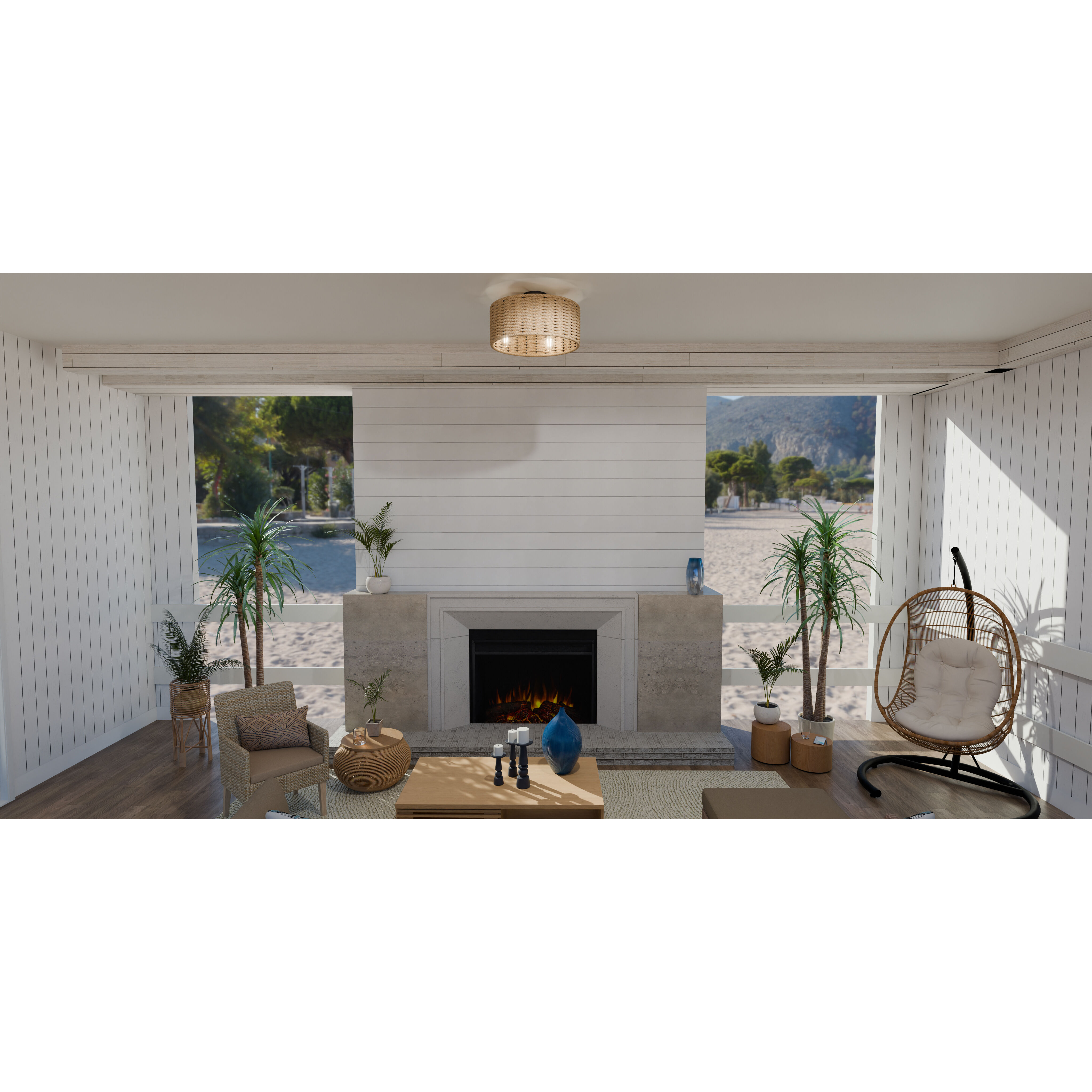 Islander 22 inch Matte Black with Black Matte Blades Fandelier, Fandelier