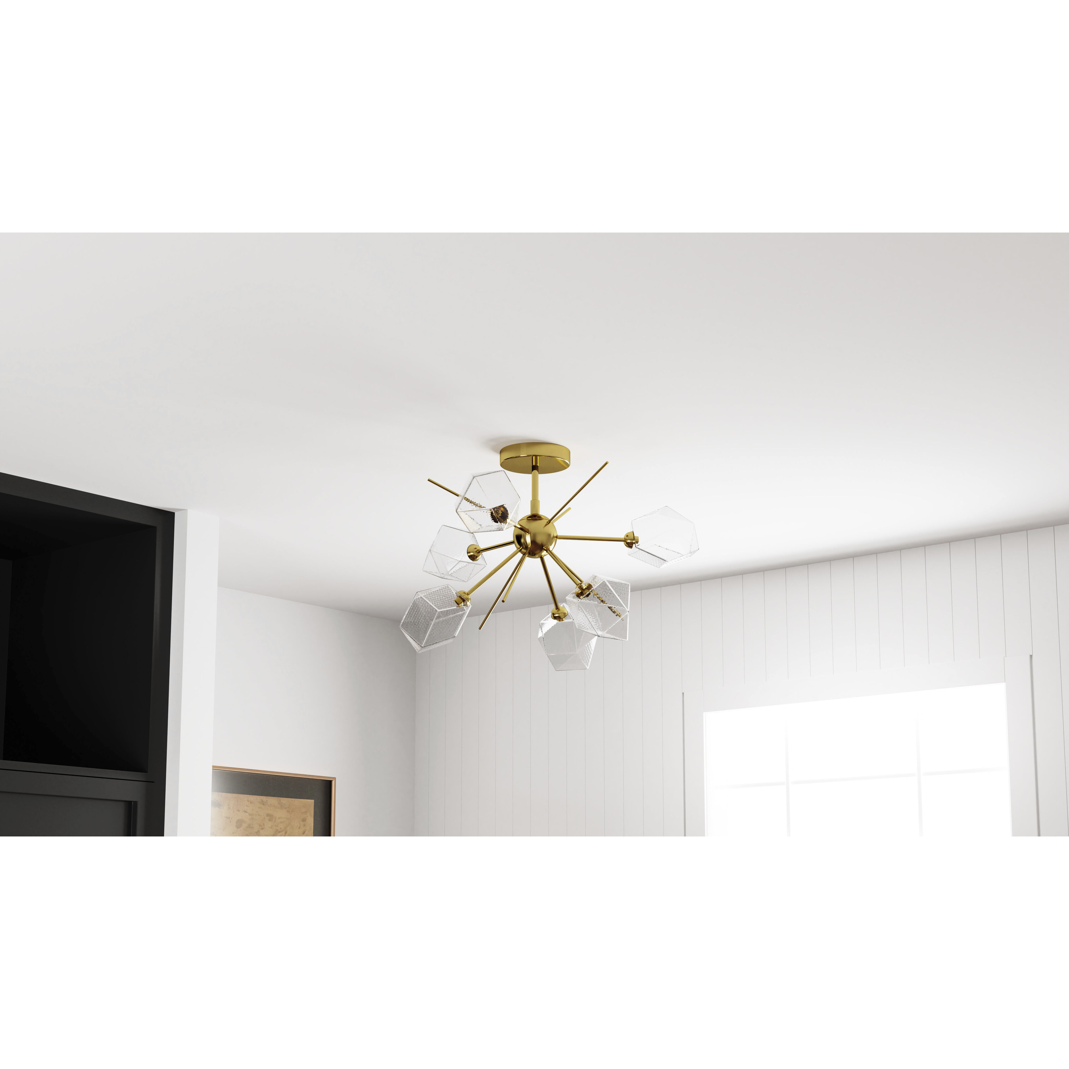 Salvador 6 Light 24 inch Brushed Gold Semi-Flush Mount Ceiling Light, Extra Large