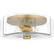 Kaplan 2 Light 14 inch Aged Brass Flush Mount Ceiling Light, Medium