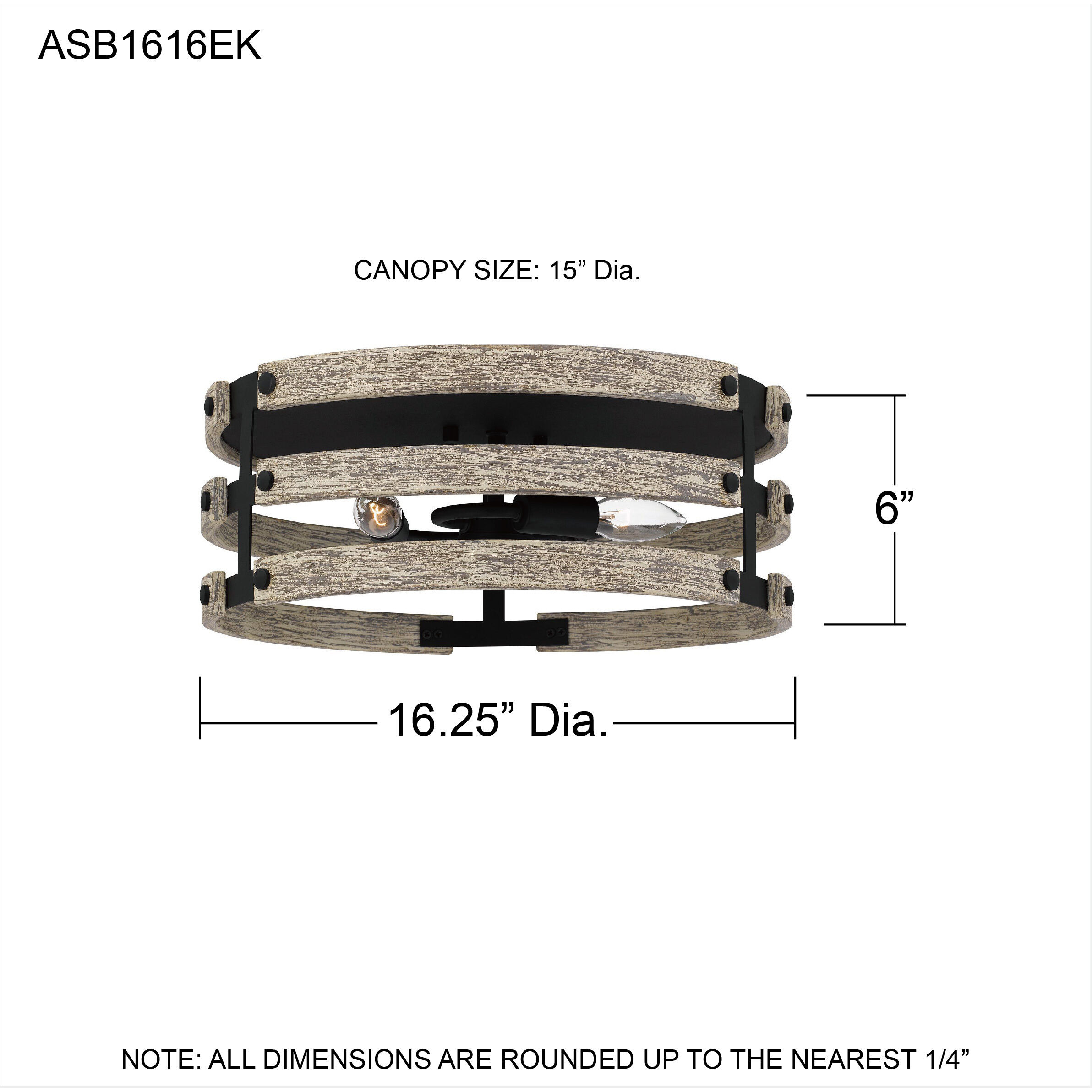 Ashburn 3 Light 16.25 inch Earth Black Flush Mount Ceiling Light