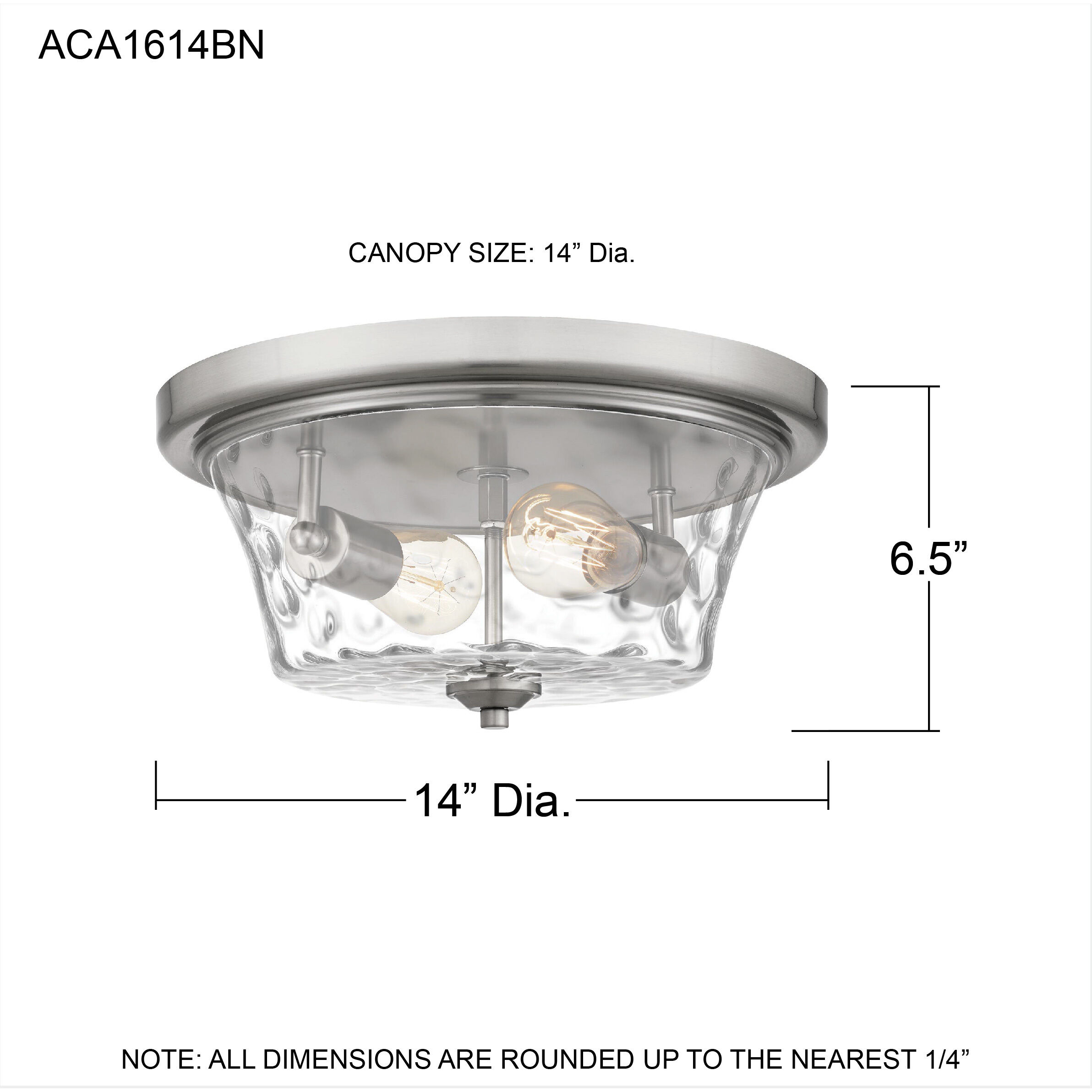 Acacia 2 Light 14 inch Brushed Nickel Flush Mount Ceiling Light