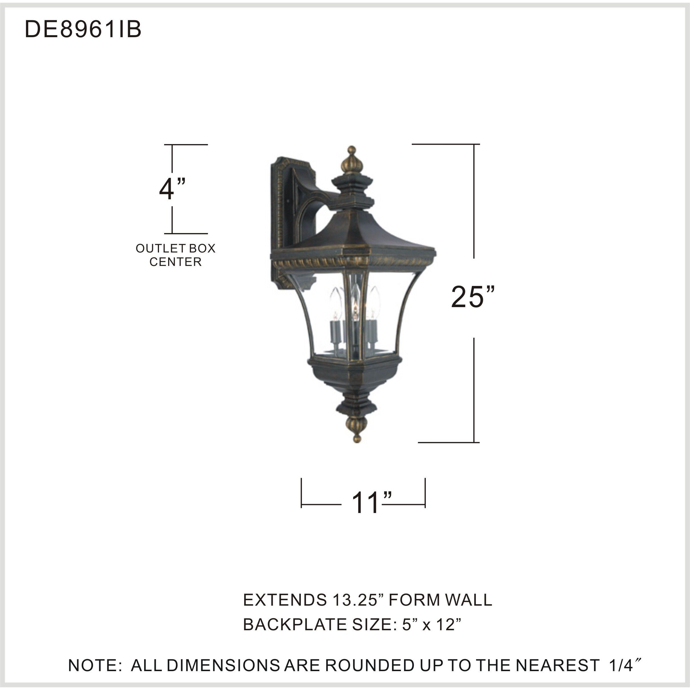 Devon 3 Light 25 inch Imperial Bronze Outdoor Wall Lantern