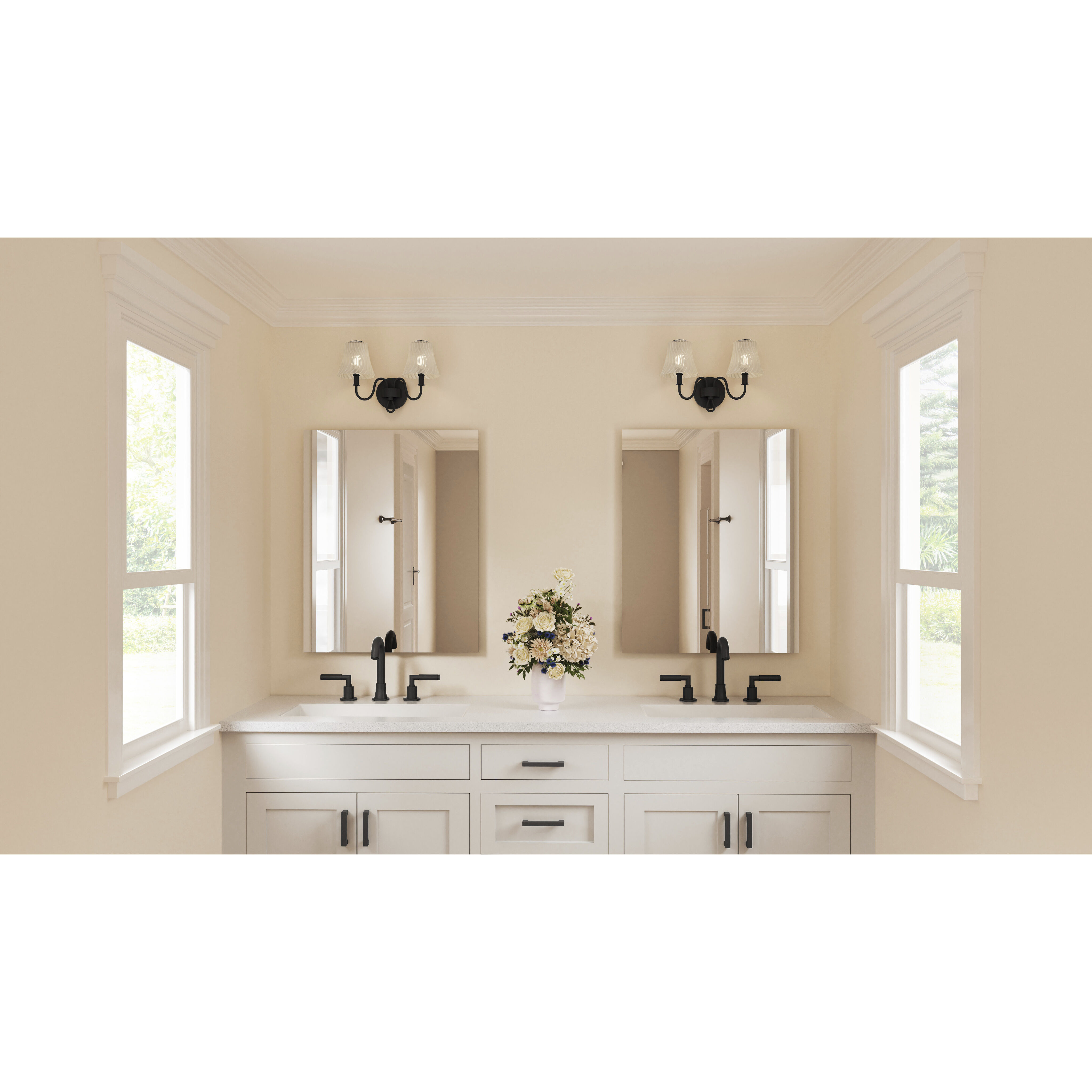 McKinney 2 Light 15.5 inch Matte Black Bath Light Wall Light, Medium