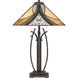 Tiffany 25 inch 75 watt Valiant Bronze Table Lamp Portable Light, Naturals
