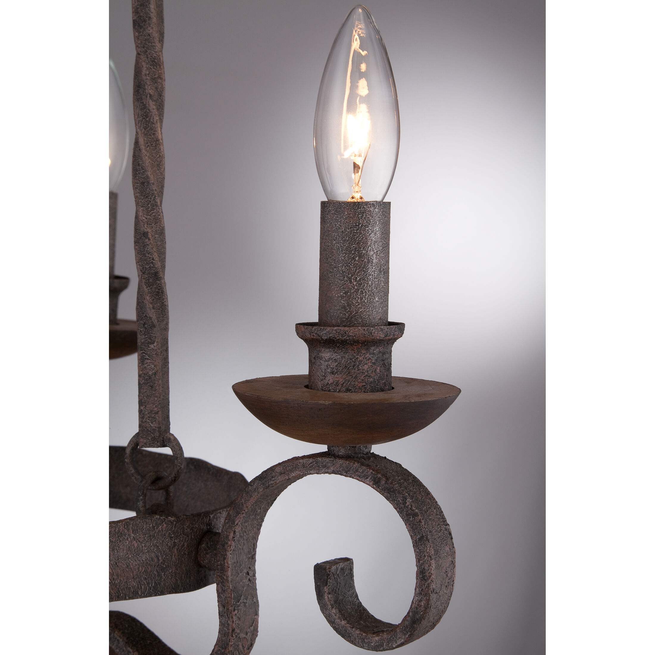 Noble 5 Light 24 inch Rustic Black Chandelier Ceiling Light
