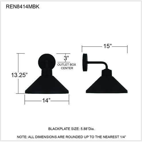 Rencher 1 Light 13 inch Matte Black Outdoor Wall Lantern