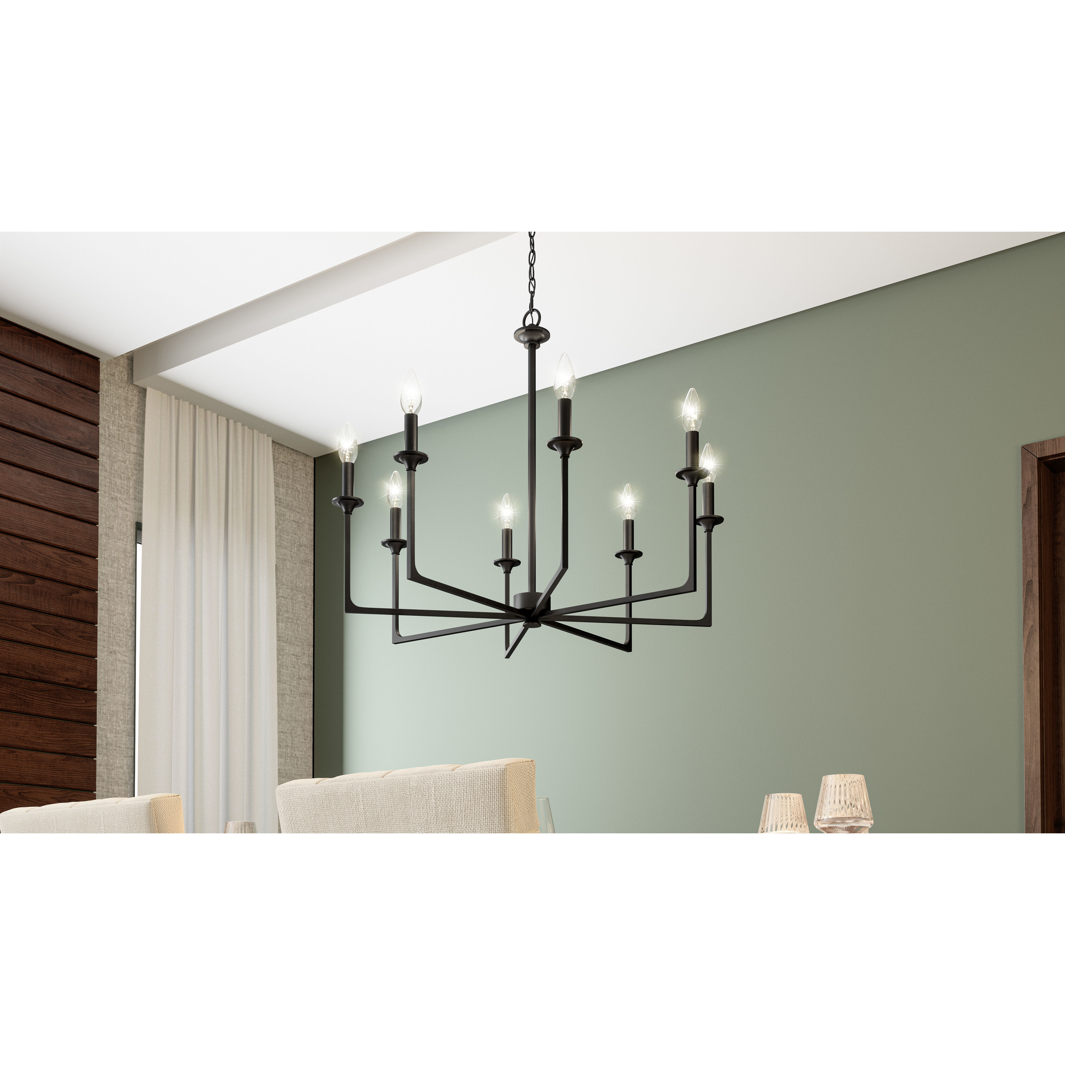 Prescott 8 Light 32 inch Matte Black Chandelier Ceiling Light